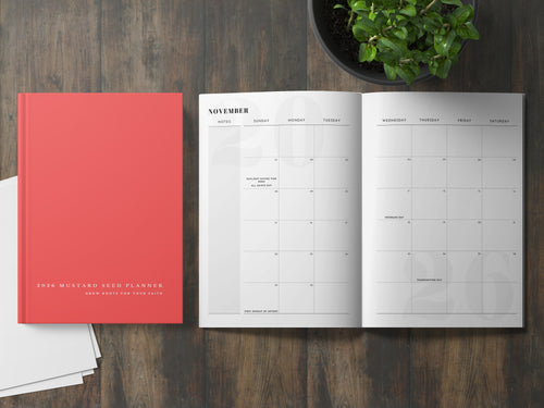 2026 Mustard Seed Planner: Grow Roots for Your Faith (Coral)